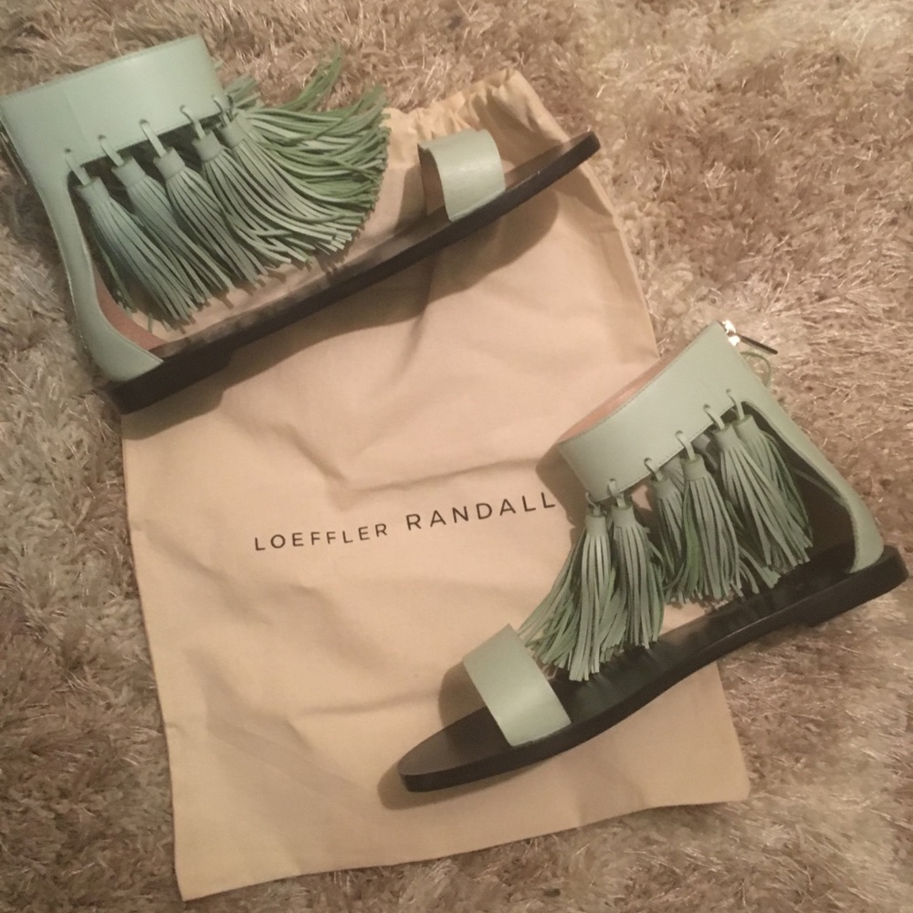 EUC RARE Loeffler Randall Green Tassel Sandals 7